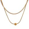 Yhpup Bling Cubic Zirconia Double-Layer Chain Stylish Necklace Exquisite Collar Jewelry Gold & Platinum Color Plated for Women