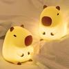 Cute Capybara Night Light Children's Silicone Nightlight Gift USB Rechargeable Animal Touch Bedside Sleep Lamp Decoration
