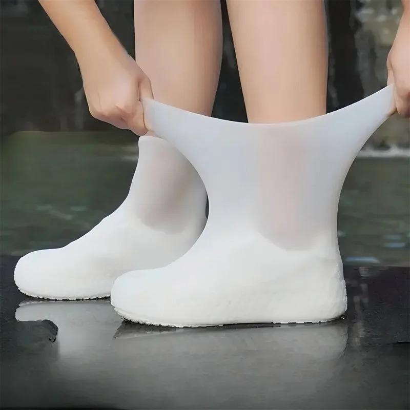 1 Pair Rubber Rain Boot Overshoes For Outdoor Use Silicone Waterproof Shoe Covers Rainy Day Shoe Cover Reusable Non-Slip Rain