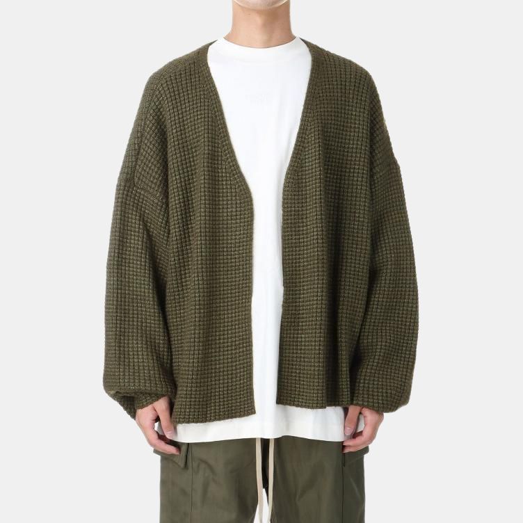 Fear of God Essentials Heavy Waffle Cardigan Military Men Tops Green 192BT246205F