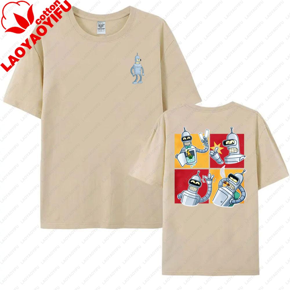 Futurama Bender Robot Cartoon Print Unisex Cotton TShirt Streetwear Summer Fashion Trendy Unisex Women Top  Funny SciFi Lover Tee