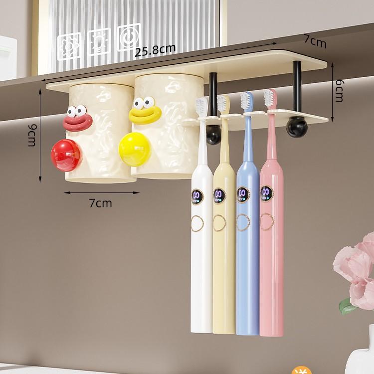 Toothbrush Wall Hanging Shelf No Punching With Handle Mouthwash Cup Household Bathroom Electric Toothbrush Toothpaste Hanger