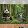Cute Panda Eating Bamboo Forest Stream Tapestry Wall Hanging For Kids Room Bedroom Decor Animal Nature Art Print Home Decoration