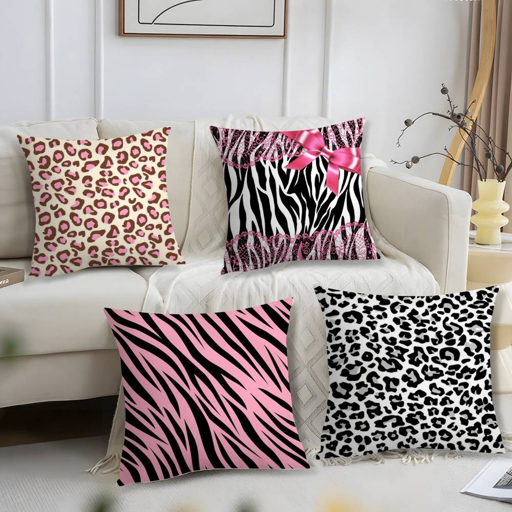 Y2K Fashion Leopard Print Pillow Case Sofa Short Plush Double-Sided Hd Printing Room Home Office Gift Cushion Cover