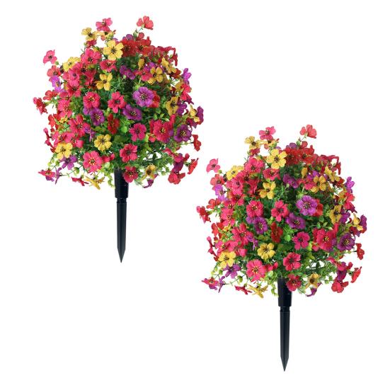 Sfera Topiaria Viola Artificiale con Picchetto per Piante Finte Viola da Esterno Arbusti Piante Finte Realistiche Resistenti ai Raggi UV per Giardino Cortile Portico