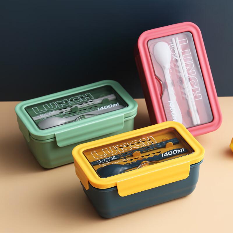 Three-Compartment Bento Lunch Box with Cutlery
