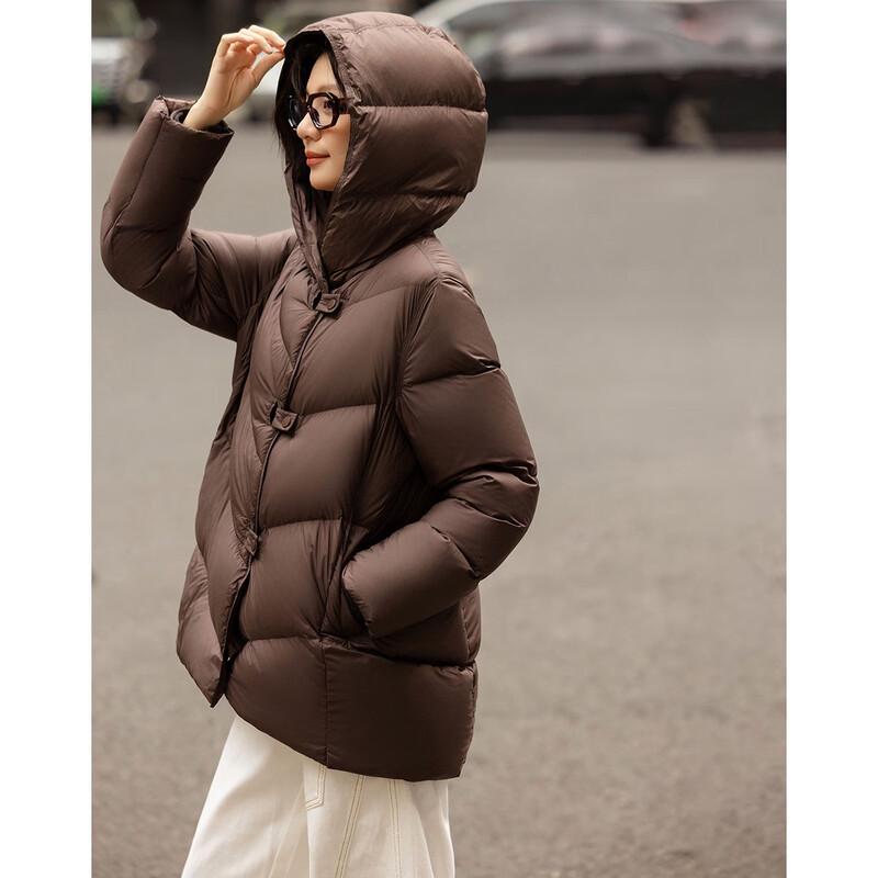 Demana Women's 15D Puff Cloud Hooded Loose Mid-Length Puffer Down Jacket