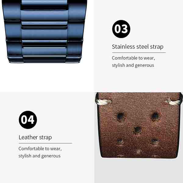 Men's Watch Fashion Chic Stainless Steel Quartz Male Watches with Date and week Gentleman Choice