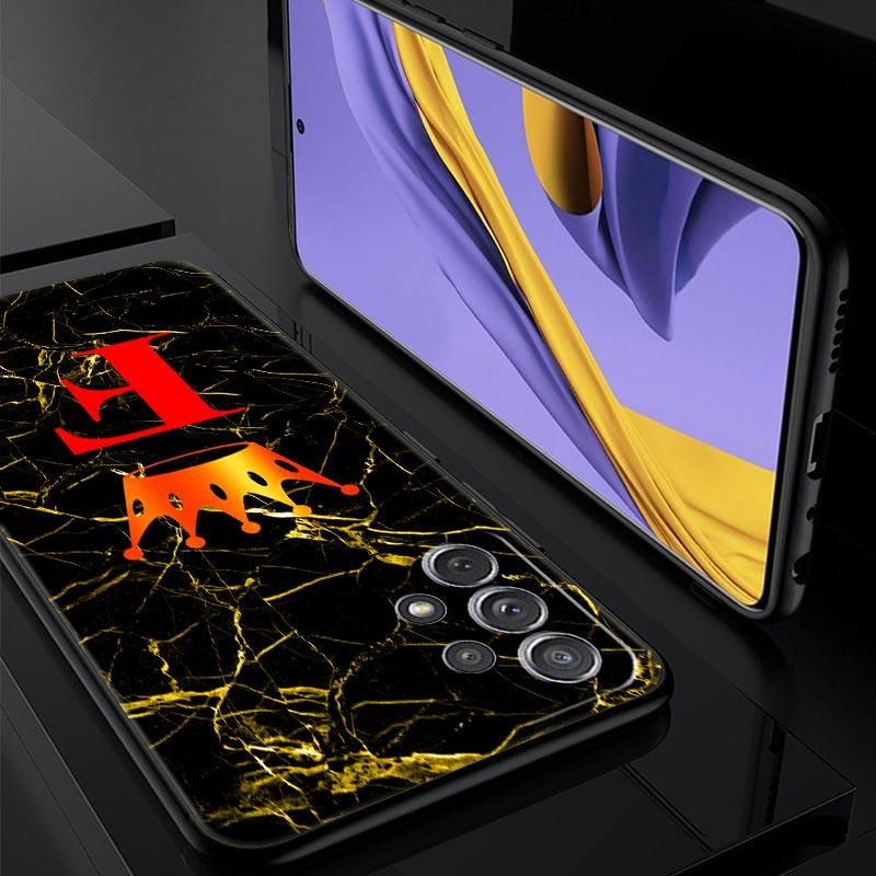 Marble Letter Phone Case for Samsung Galaxy A55 A35 A17 A07 A15 A13 A25 A51 A71 A72 A73 A32 A52 A52S A41 5G Soft TPU Shell Capas