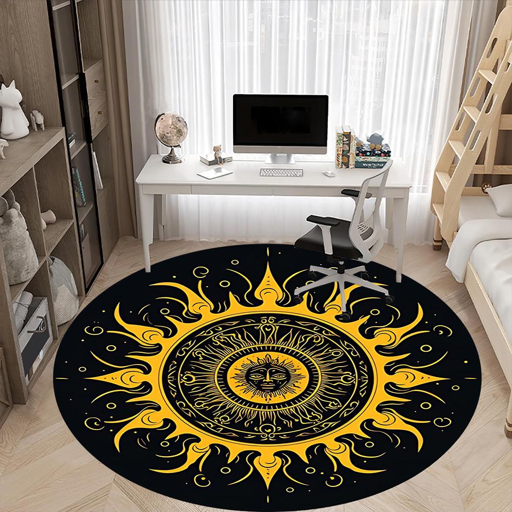1pc Sun Mandala Chair Carpet for Office, Soft Flannel Throw Mat, Perfect for Office,Holiday Party Decoration Choice yy251113060