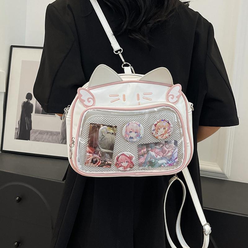 Y2K Japanese Kawaii Cat Ita Bag Ita Backpacks Cute Girls Transparent Shoulder Crossbody Bags JK School Bags