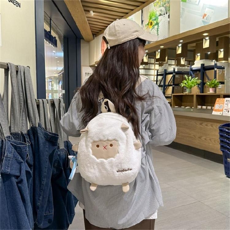 Trendy Plush Shoulder Bag for Everyday Errands School Backpack Travel Daypack