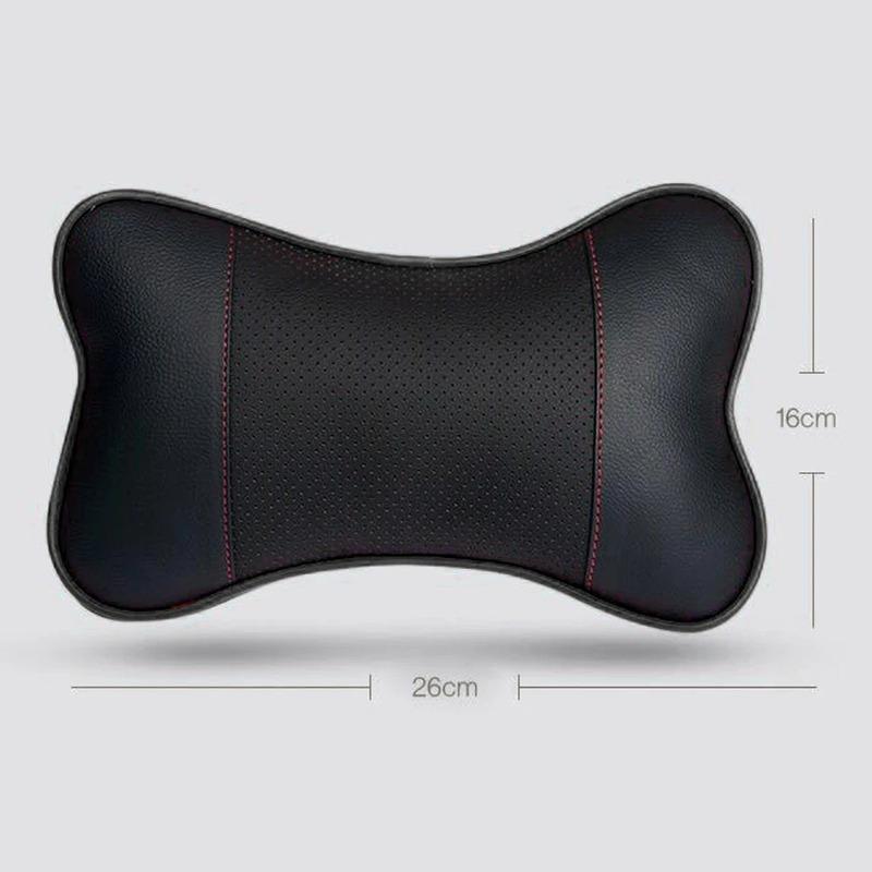 2PCS Auto Universal Seat Soft Breathable Interior Decoration Top Quality Cowhide Car Neck Pillows Headrest Neck Pillow Support