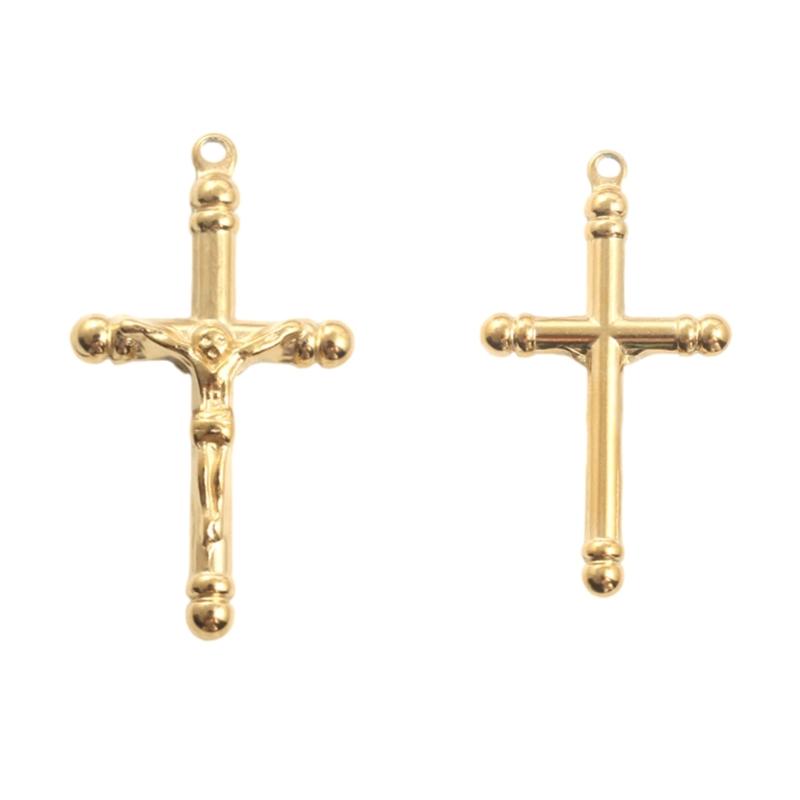 Classical Retro Crucifix Pendant Stainless Steel Men's Jewelry Gold Plated Unisex Faith Necklace Pendant