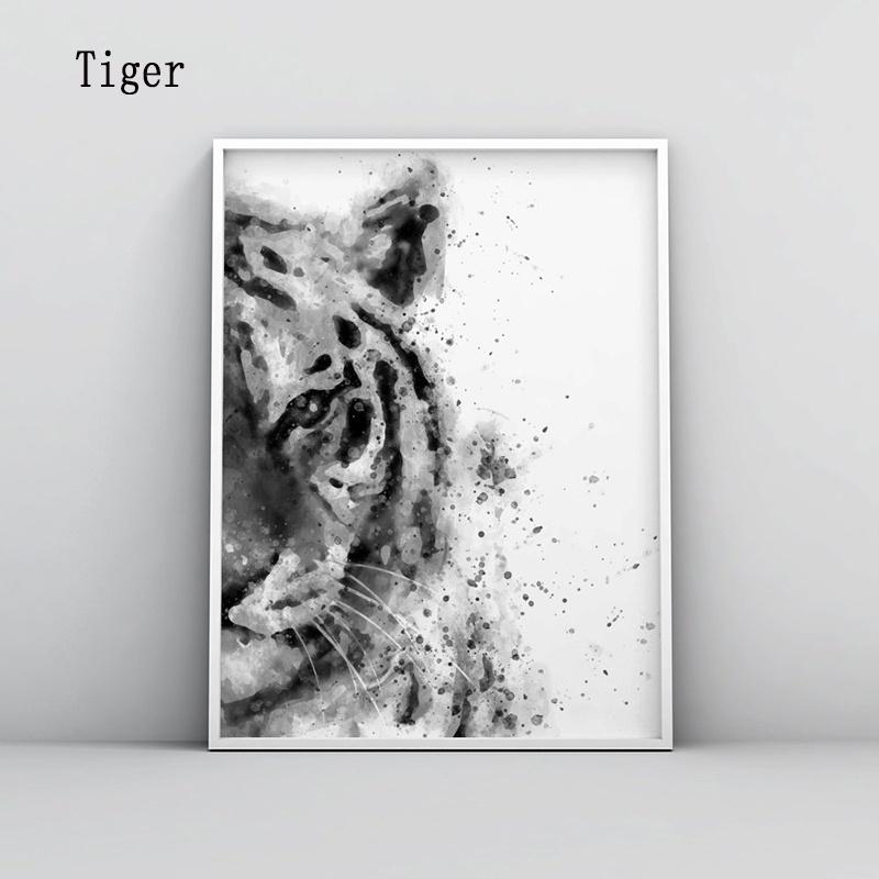 Watercolor animal canvas painting Nordic poster and print wall art deco picture living room decorative painting