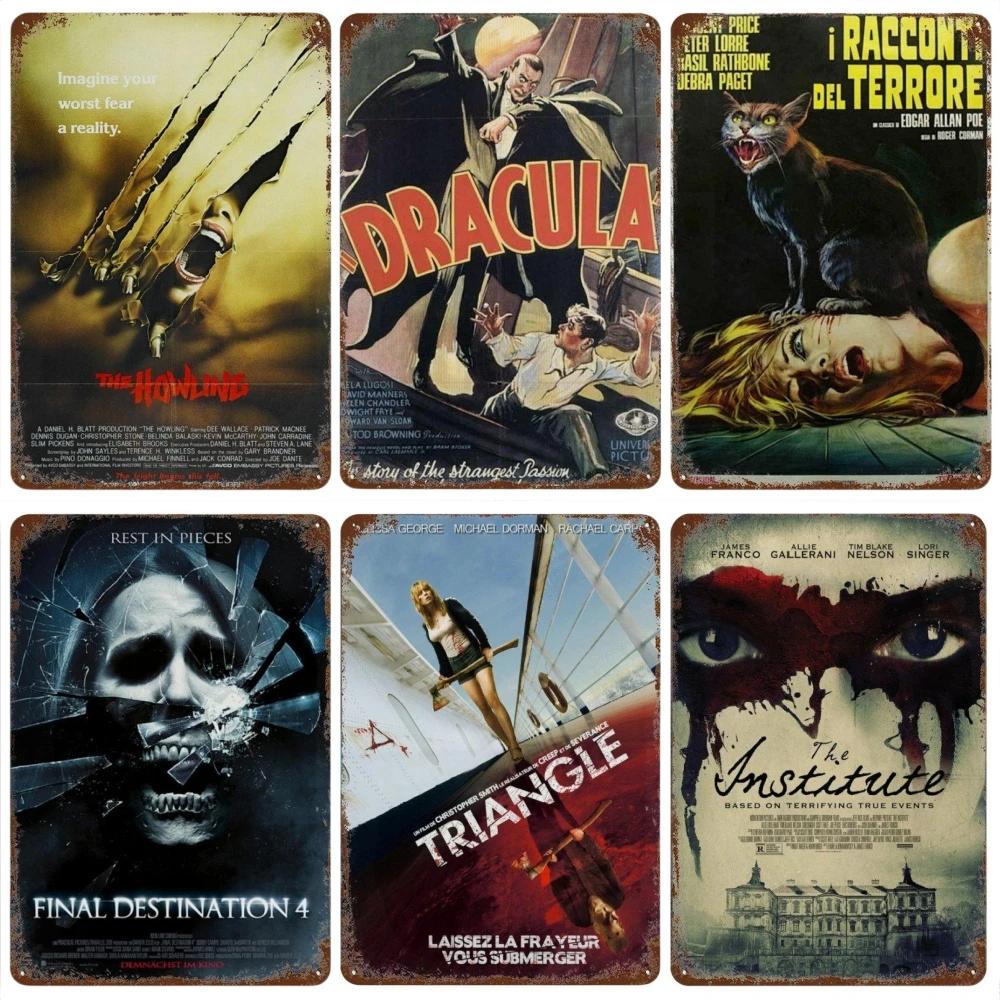 Poster Film Horror Clasic Placă Metalică Ruginită Retro Decorativă Bar Peștera Omului Garaj Club Semn Metalic Decor de Perete