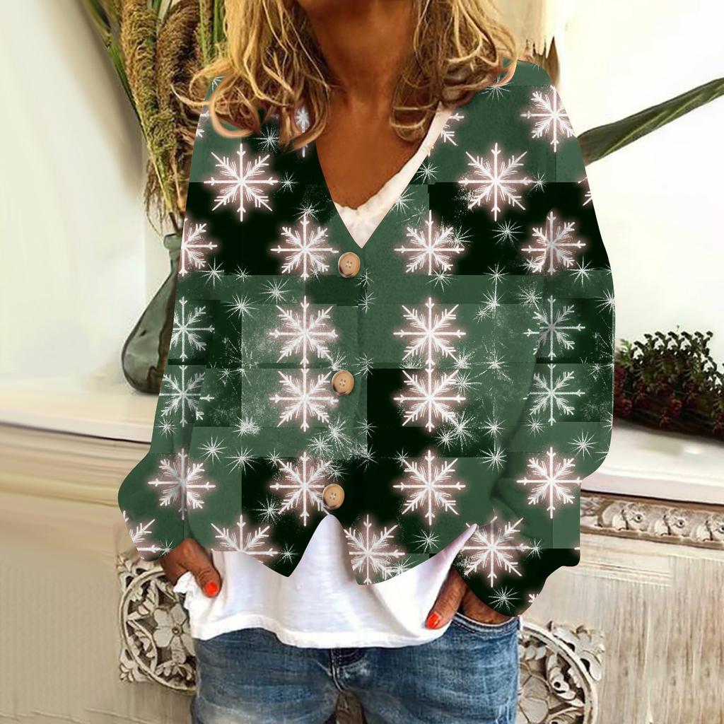 Women's Fashion Short Coat Casual Long Sleeve  Printed Single Breasted Plush Top