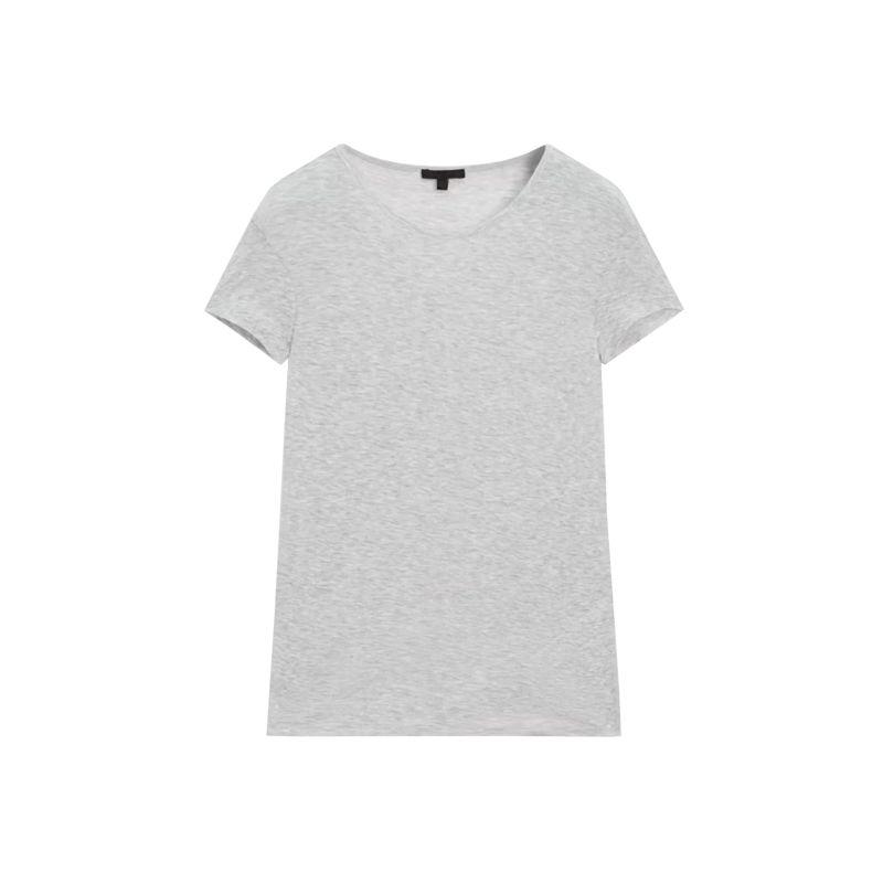 MD Spring New Temperament Wild Slim Fit Comfortable Plaid Cotton Rib round-Neck Short Sleeve T-shirt 6204511