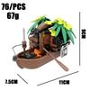 Assemble Small Particle Building Block Drifting Raft Pirate Gunboat Port Scene Tabletop Ornament