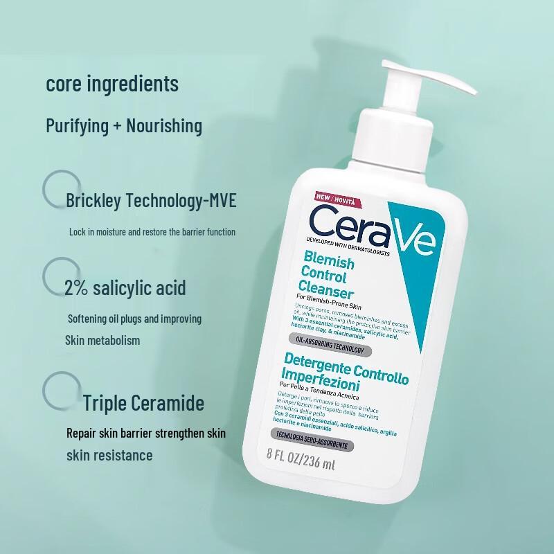 CeraVe Salicylsäure-Reiniger, Niacinamid-Serum & Ceramid-Creme Set