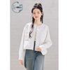 Women's Lace Trim Round Neck Short Jacket