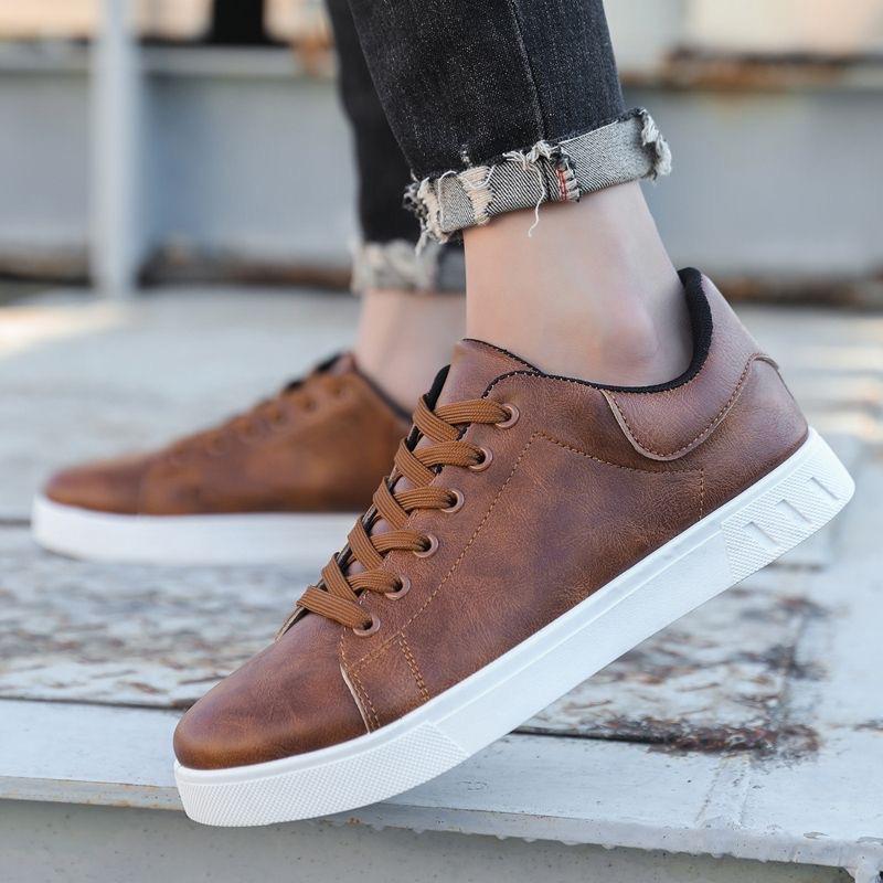 Men Casual Shoes Leather Sneakers Flats Shoes Classic Men Leather Shoes
