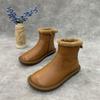 Flat Bottom Round Head Retro Zipper Snow Boots Women's Autumn and Winter New Velvet Thickened Fur Warm Integrated Short Boots
