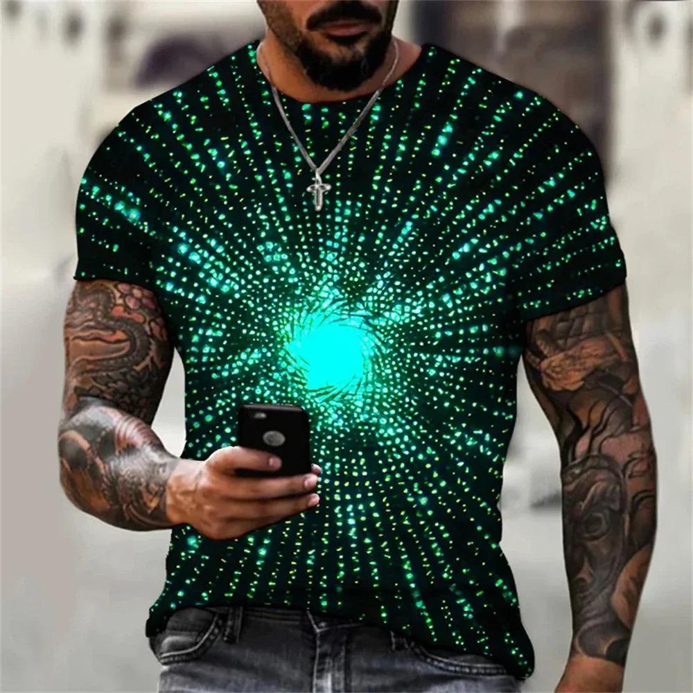 New Summer Men's Abstract Design T-Shirt Fashion Casual 3D Printing Loose O Neck Short Sleeve Street Personality Plus Size Tops