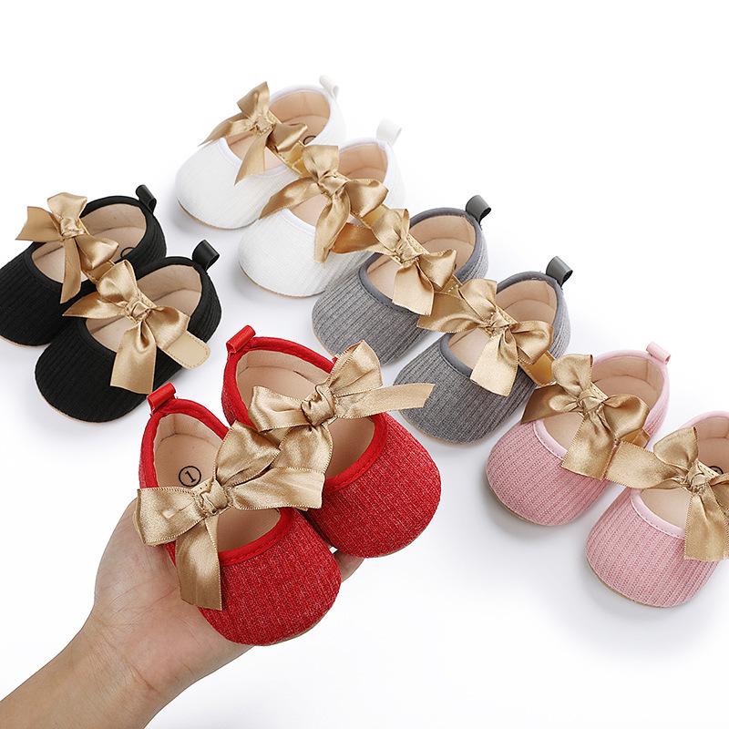 Comfortable Baby Bowknot Shoes with Magic Tape, Super Soft for Newborns and Toddlers Aged 0-1 Year