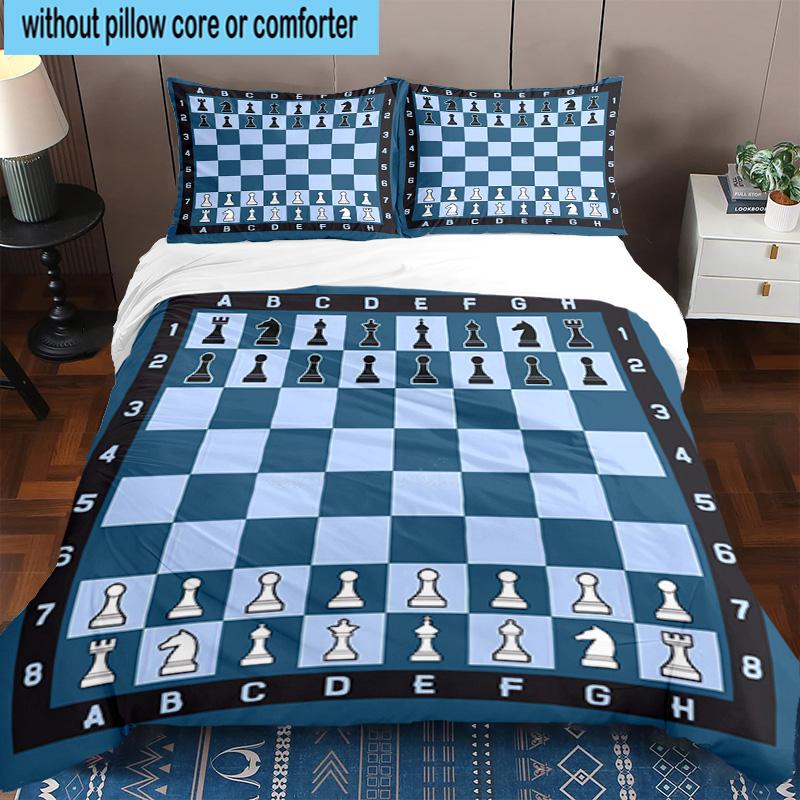 Chess Opening Strategy 3pcs Bedding,Including 1pc Duvet Cover And 2pcs Pillowcases Perfect for Christmas,Ideal for Bedroom, Dormitory