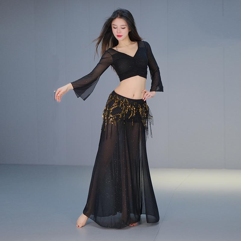 New Belly Dance Dress Set Oriental Indian Mesh Performance Outfit