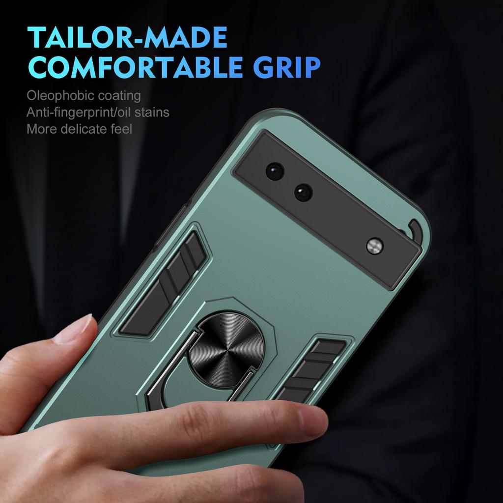 For Google Pixel 6a Case Magnetic Car Mount Phone Cover with Ring Kickstand