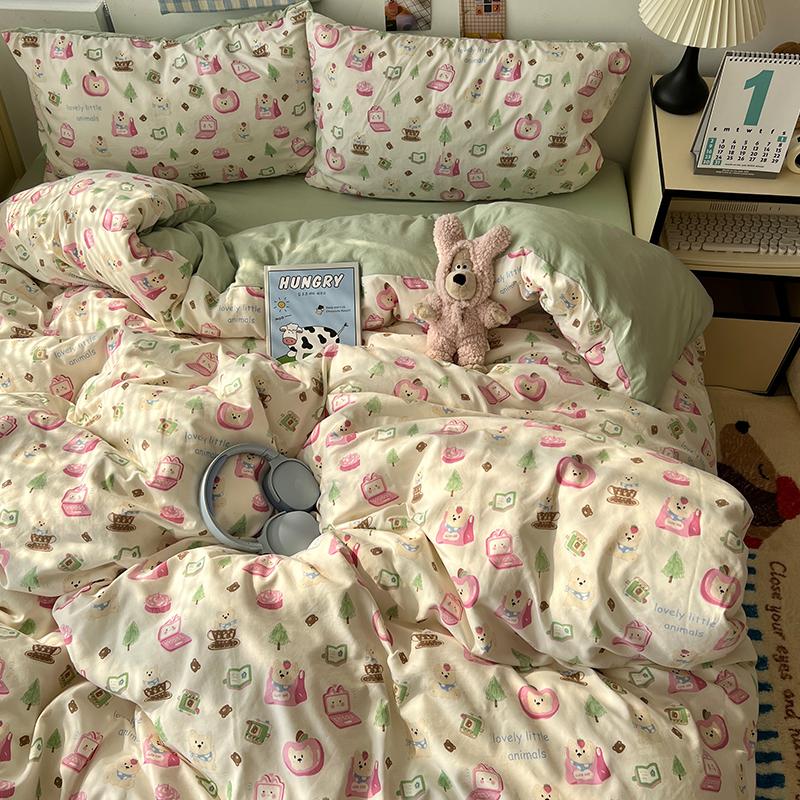 New Soft Skin-friendly Bedding Set Comfortable Breathable Duvet Cover Set with Sheet Single Double Quilt Cover and Pillowcases