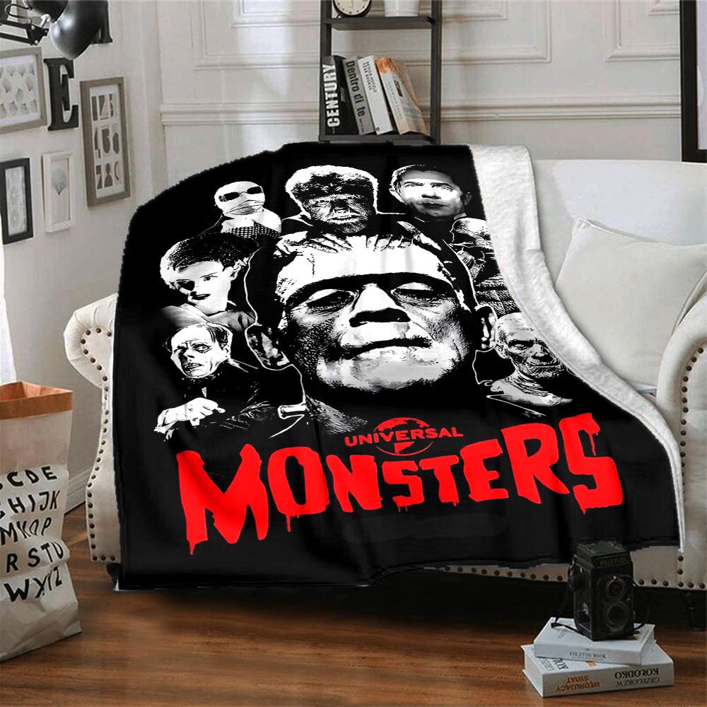 1pc Universal Monsters Soft Flannel All Season Throw for Home, Office, Outdoor UseDurable Comfort Soft Warm Throw for Home