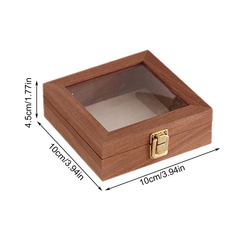 Wooden Keepsake Storage Box Multi-Purpose Cash Storage Organizer Necklace Display Case With Clear Acrylic Lid For Home
