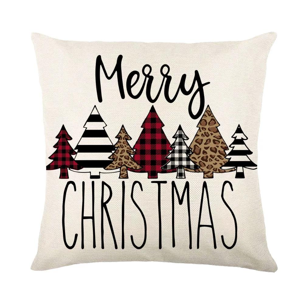 Christmas Cushion Cover Linen Pillow Covers Holiday Decoration Home Decor Salon Sofa Pillow Case Throw/Couch