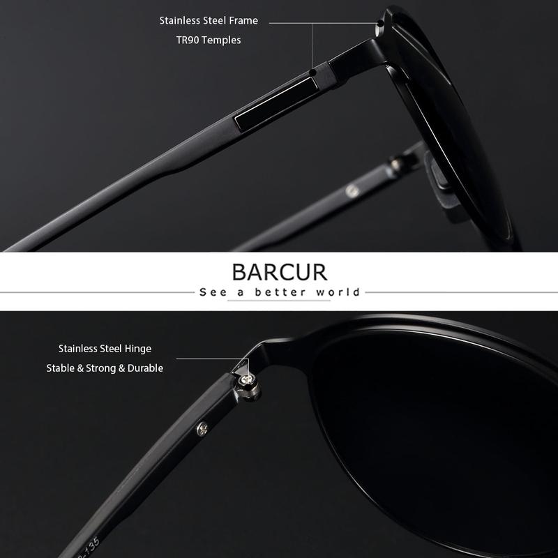 BARCUR Temples Sunglasses Women Polarized Fashion Sun Glasses Driving Round Ladies Sunglass