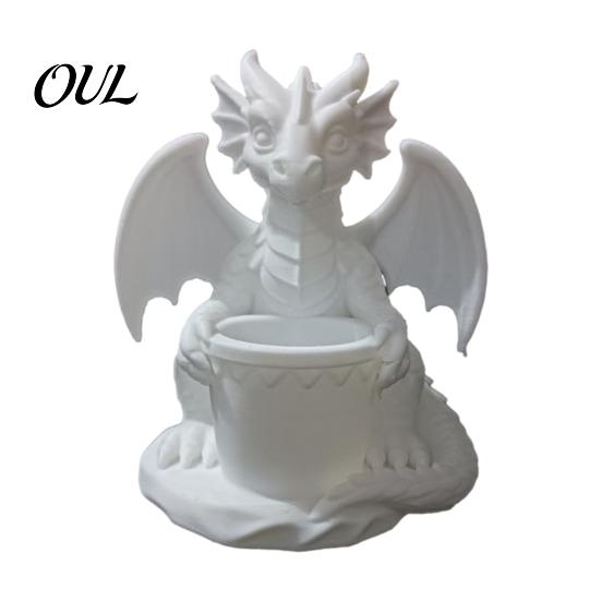 Květináč s integrovanými drenážními otvory, 3D tištěný držák na tužky/štětce ve tvaru draka, Venkovní květináč pro malé zelené rostliny