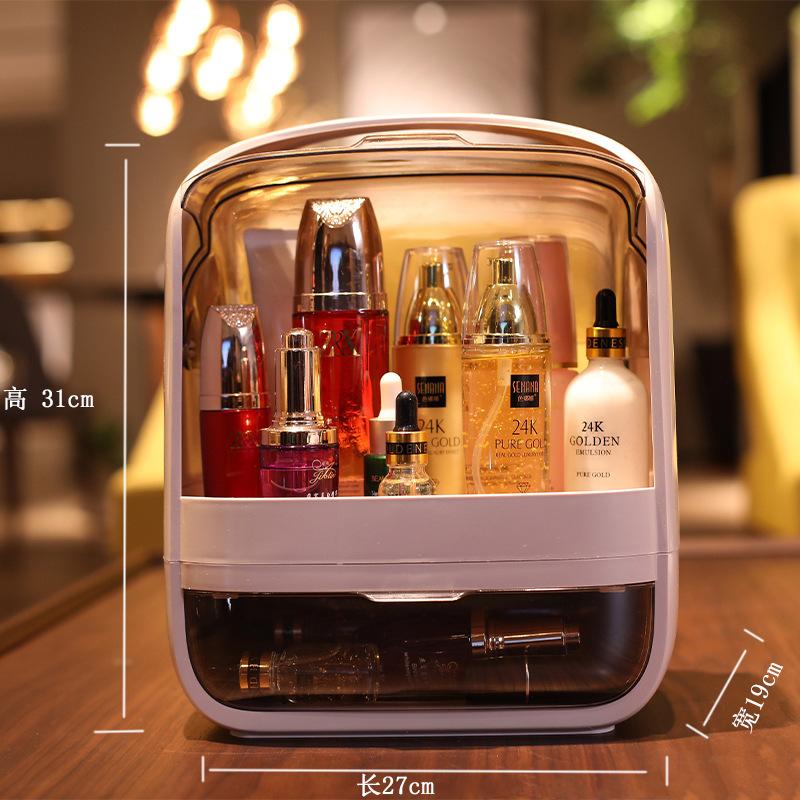 Minimalist Cosmetic Storage Box Large Capacity Dustproof Organizer for Lipsticks Skincare Desktop Vanity Home Use