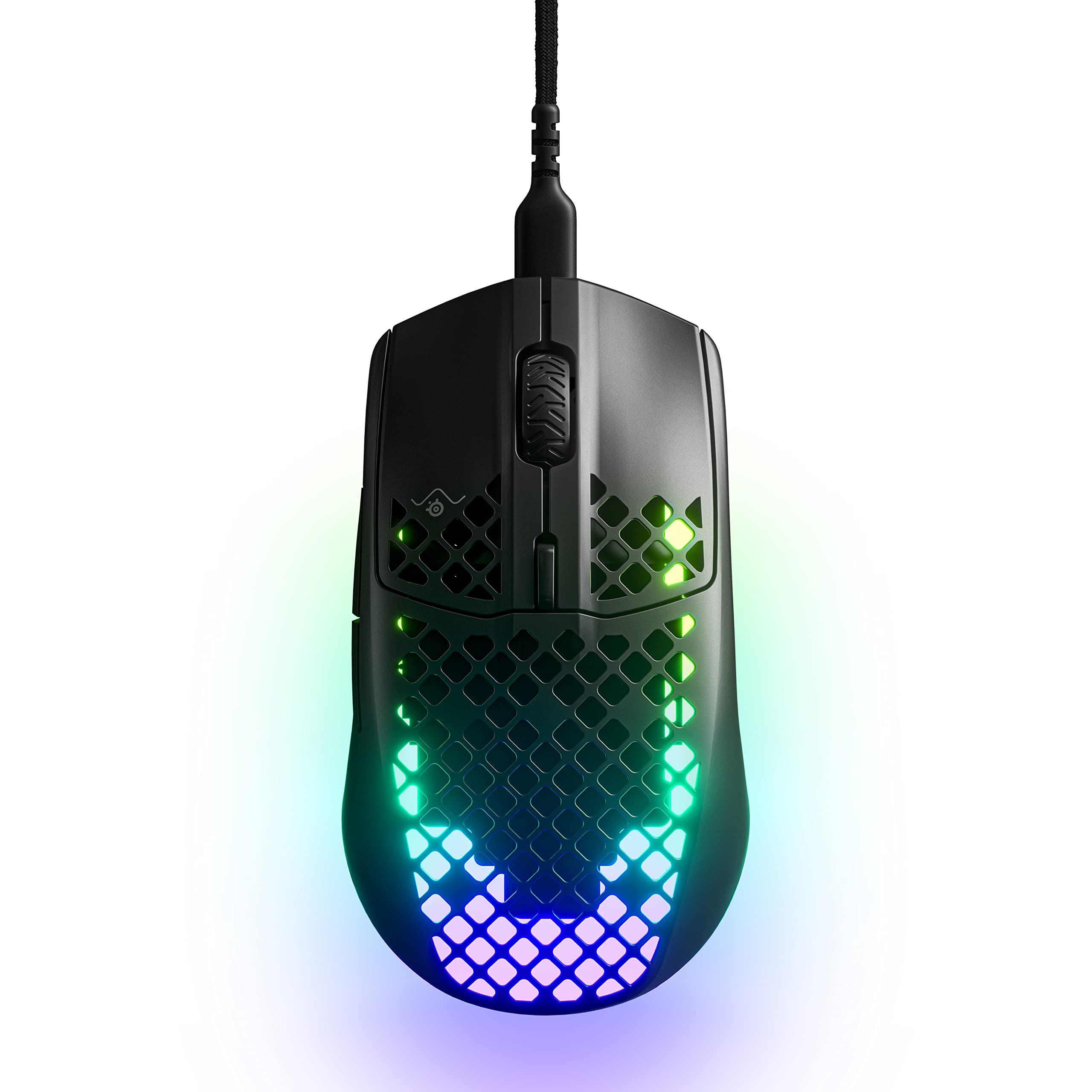 

SteelSeries Aerox 3 Black Wired USB Gaming Mouse, Ultra-Lightweight, IP54-Rated, Waterproof and Dustproof, with SuperMesh Cable and 3-Zone RGB