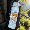 1PC Love Comes Teddy Bear 750ml Color Plastic Sports Water Bottle Leakproof Flip Straw Lid Suitable for Sports Office Home Use