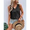 Summer New Women's V-neck Button-down Sleeveless Vest Solid Color Loose Casual T-shirt Top