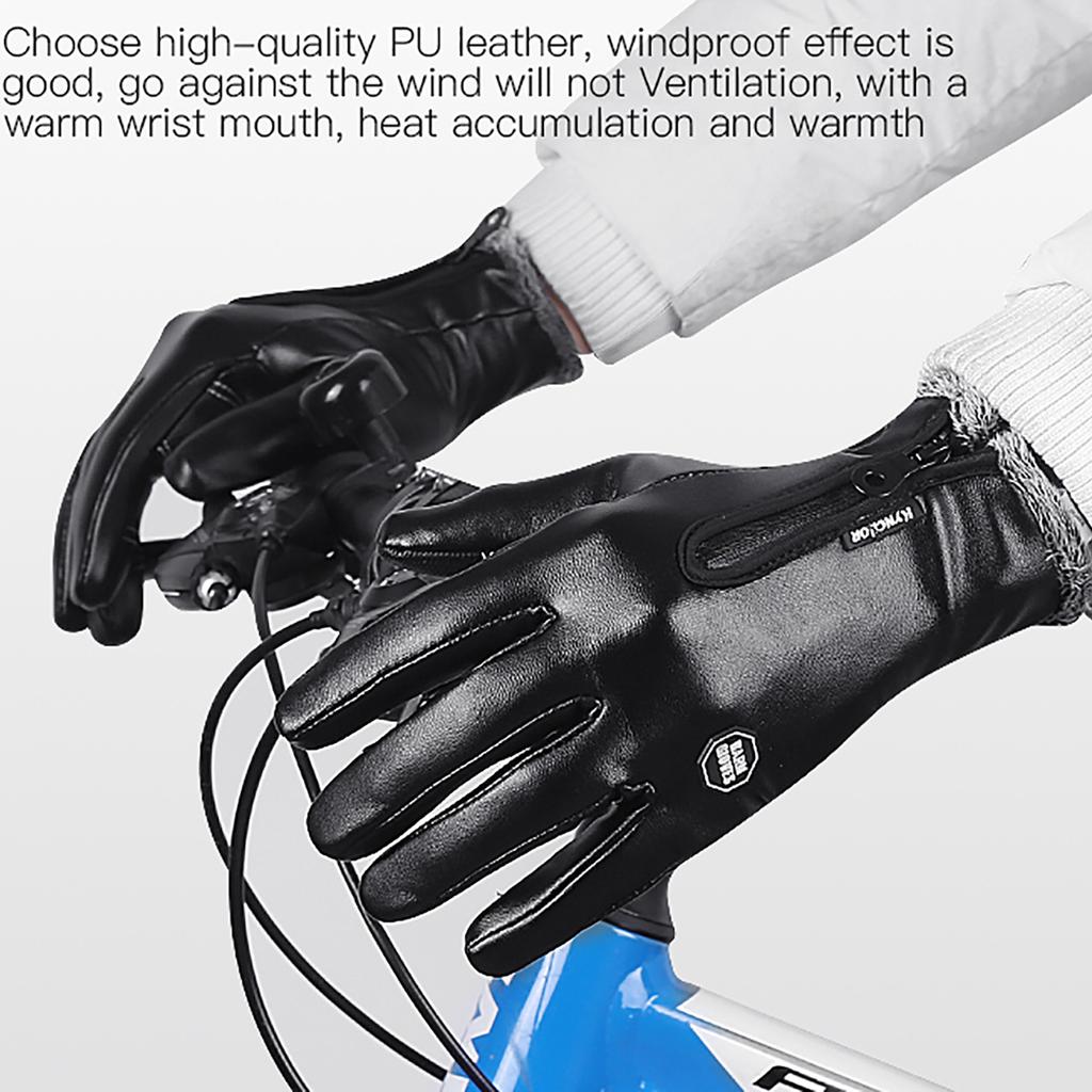 Winter Gloves Cycling Gloves Leather Touch Screen Gloves Sports Thermal Climbing Camping Bycicle Electric Vehicle Gloves