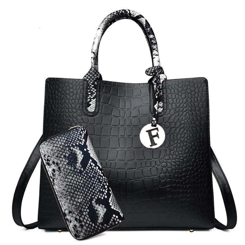 Neue Krokodilmuster Mutter-Kind-Tasche weichseitig tragbar Schulter diagonal Crossbody zweiteiliges Set für Frauen