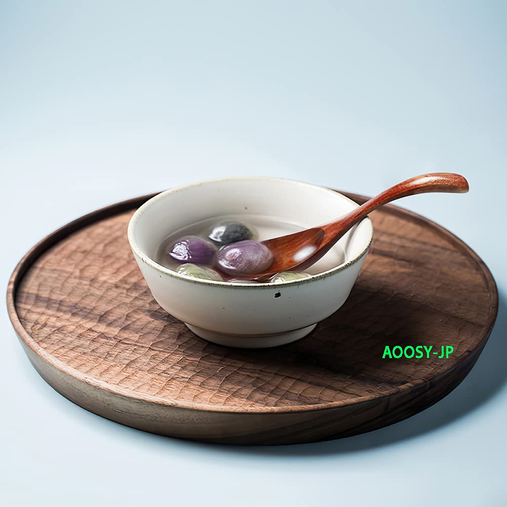 Colher AOOSY 16cm Madeira Natural Envernizada Colheres de Sopa Esculpidas em Blocos de Curvada Ideal para e Adequado para Idosos e Conjunto de 4 Peças,