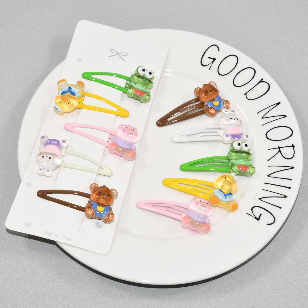 5Pcs/Set Candy Colors BB Brand Side Clips For Children Cute Cartoon Animal Shape Girls Hair Clip Water Drop Hair Accessories