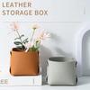 Nordic Makeup Leather Storage Pen Holder Desktop Sundry Collapsible Remote Control Sundry Bucket Storage Box