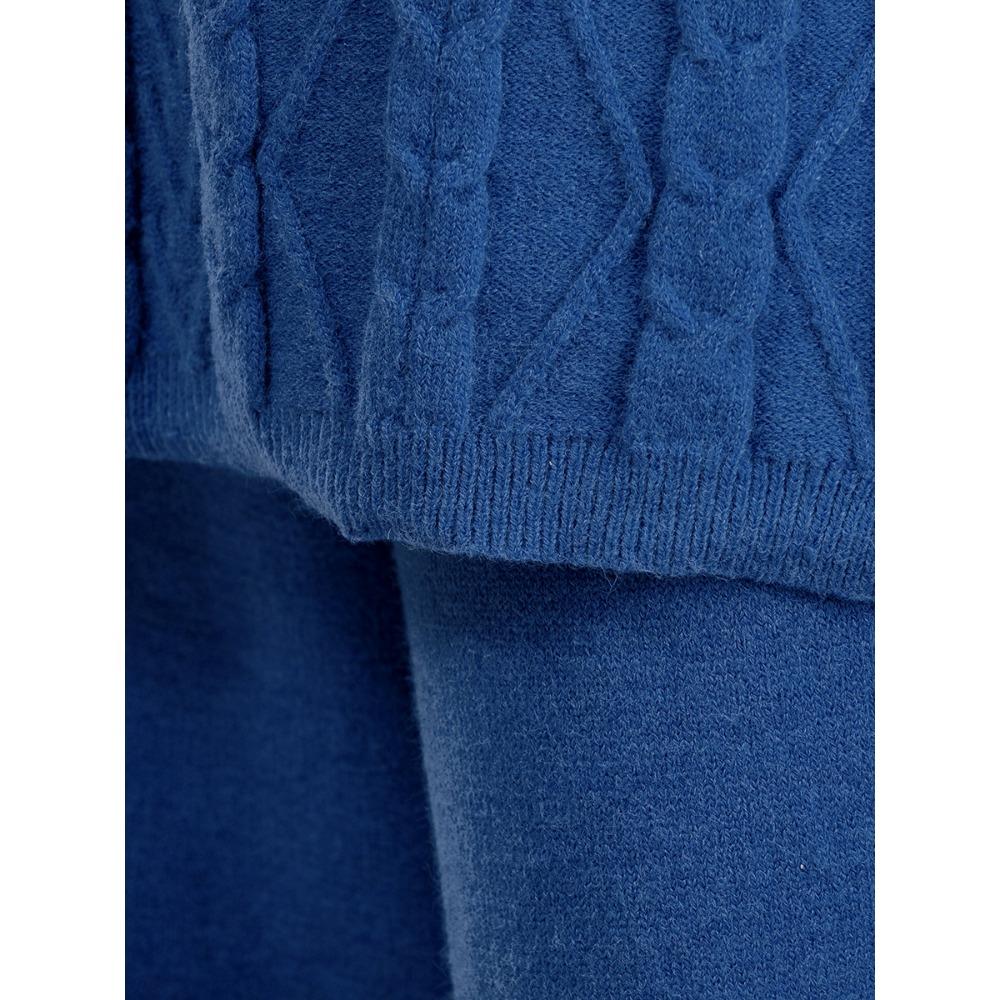 QICED Autumn and Winter Large-sized High-neck Set, Fashionable, Gentle and Laid-back Style Sweater Two-piece Set, Solid Color Knitted