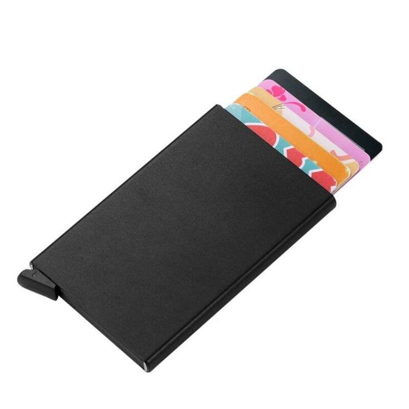 Automatický nerezový držák na kreditní karty Muži Slim Anti Protect Cestovní ID karty Držák na ID karty Ženy Peněženka RFID Kovové pouzdro Porte Carte
