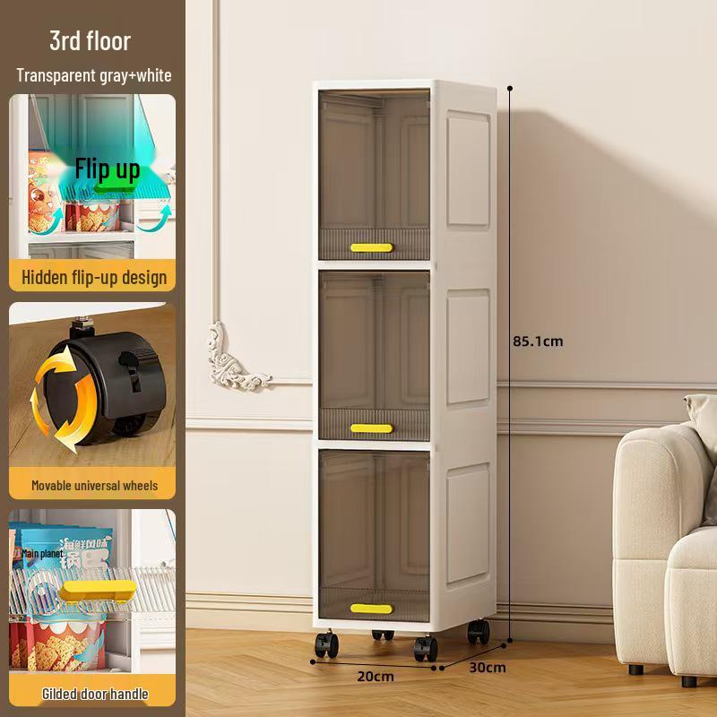 

Gap Multi-Layer Storage Shelf: Dustproof Cabinet for Living Room, Bedroom, Kitchen, Bathroom, and Bedside Snack Storage. 3-Tier белый